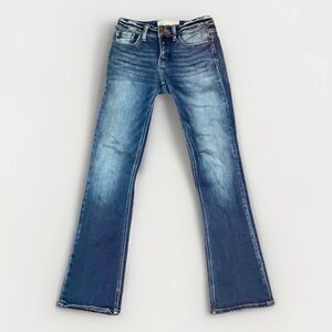 BKE Bootcut Blue Denim Jeans Slim Fit Low Rise Stretch 5-Pocket Design